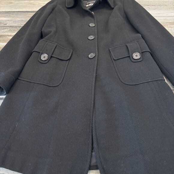 Marvin Richards Black Textured Pea Coat M Large Front Pockets Career Style M - Picture 5 of 7